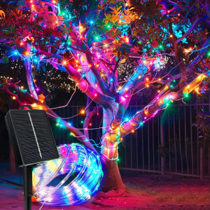 Multicolor Variation Solar Tube Lights 104FT 300LED 8 Modes Solar Powered Outdoor Lights for Garden Patio Backyard Tree Decor