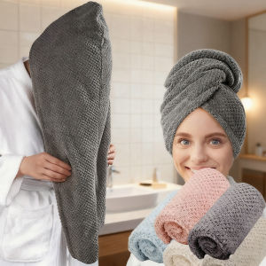 Womens Dry Hair Towel (Dry Hair Cap) - Coral Fleece Soft Microfiber Hair-Wrapping Absorbent & Quick-Drying