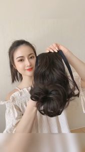 Tóc giả nữ đẹp xoăn ngắn cột 25m tóc tơ cao cấp