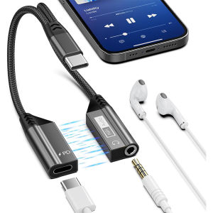 USB C to 3.5mm Audio Jack Headphone Type-C Cable Adapter for PD 60W Fast Charge Earphone Converter for iPhone 15/Samsung/Huawei