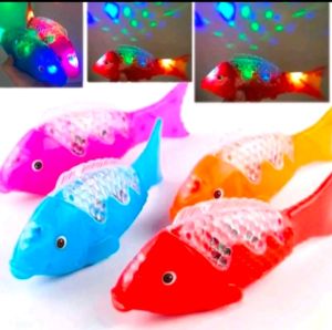 Mainan anak ikan batrei jalan lampu swara dengan warna warna yang menarik