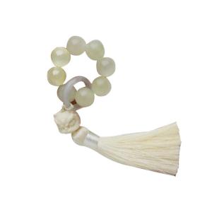 สร้อยข้อมือหยกขาวสำหรับผู้หญิง พร้อมหางลิงหยก อุปกรณ์ตกแต่งเครื่องประดับสไตล์ชาติพันธุ์ สายรัดข้อมือหยกสไตล์ใหม่