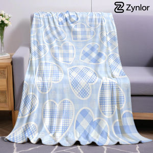 Beast Kingdom | Blue Plaid Heart Cartoon Anime Print Flannel Blanket Soft Warm Throw for Kids Bedroom Sofa Bed Christmas Office Car