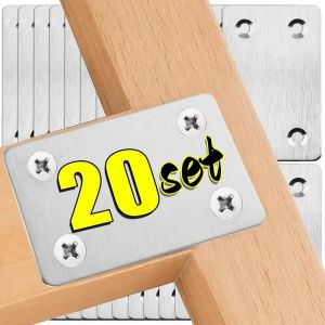 Stainless Steel Cabinet Repair Plate Kit Door Mounting Plate with Holes Cupboard Home Furniture Flat Corner Fixing Accessories