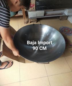 Penggorengan Kuali/Wok/Wajan plat baja 90 cm import tebal anti lengket/ penggorengan besar