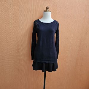 atasan wanita hitam rajut GLITTERS+ cewek L lengan panjang santai