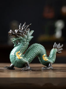 Ceramic Green Dragon Ornament Wealth Attracting Feng Shui Office Desk Decorative Item Porcelain Zodiac Dragon Craftwork