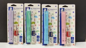 STAEDTLER SCHOOL PENCILS SET OF 6PCS PENCILS WITH RULER ERASER AND SHAPENER (PASTEL EDITION)