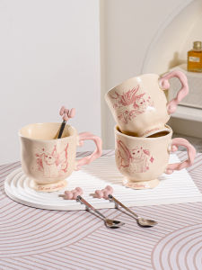 Cốc Cà Phê Gốm Sứ in Hình Mèo Bướm Hoạt Hình Dễ Thương Cho Cặp Đôi Bạn Thân Chị Em Quà Tặng Thực Tế Cốc Đựng Trà Sữa Dung Tích 340ml