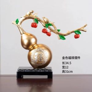 Chinese Style Lucky Gourd Decorative Oranges TV Cabinet Entranceway Living Room Wine Cabinet Decoration Gift Resin Material
