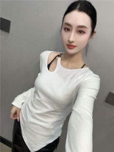 เสื้อเชิ้ตแขนยาวทรงสลิมฟิตสำหรับใส่ทำงาน ฤดูใบไม้ผลิและฤดูใบไม้ร่วง ดีไซน์ไม่สมมาตร เสื้อชั้นในสไตล์ใหม่ปี 2025