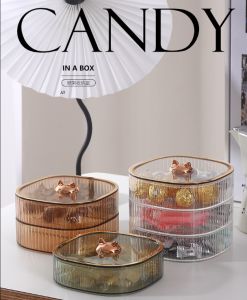 Taii creative food grade 3layer fruit plate storage box with cover household nuts snacks candy dried fruit storage box