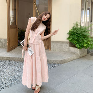 Bộ Váy Áo Sơ Mi Ren Hồng Thời Trang Mùa Hè Cho Nữ Bộ Đồ Hai Mảnh Phong Cách Pháp Thanh Lịch Hợp Thời Trang Dễ Thương