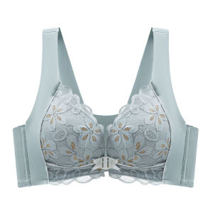 Miiow | Wireless Front-Closure Bra Womens Gathered Small Chest Anti-Sagging Vest Style Bra Sweet Style Nylon Fabric Four Seasons Universal