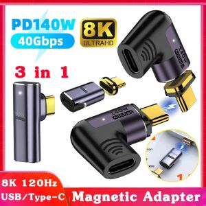 [140W 40Gbps 40Gbps/8K] Bộ đầu chuyển đổi nam châm từ tính Type C sang Type C USB3.2 140W xuất video 8K 60Hz thunderbolt