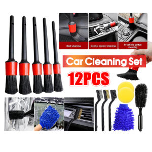 12PCS Car Motorcycle Detailing Brushes Car Wash Slit Brush Clean Seat Detail Brush for Cleaning