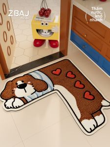 ZHIBAIJIA | Vintage Cute Plaid Slip-resistant Dog Bathroom Mat