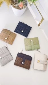 aulian New arrival Dompet lipat wanita motif anyam sintetis premium