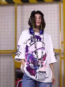Womens T-Shirts Fashion Loose Oversized Casual Round Neck T-Shirts Special Mens Womens Universal Short Sleeve Shirts Printed and Dyeing Patterns Premium Clothing