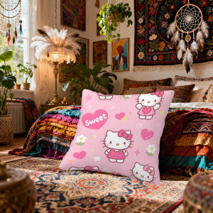 Sanrio | Sanrio HELLO kitty Pillow Covers Cartoon Sofa Decorative Home Double-sided Printing Short Plush Cushion Cover Christmas gifts