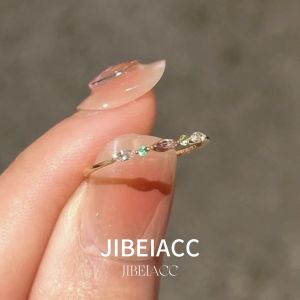 Adjustable Open S925 Silver Ring with Colorful Zircon for Women Index Finger And Little Finger Diamond Band Ring Fashion Jewelry