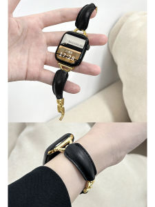 Watch S11 S10 Compatible Leather Bracelet Style Band iWatch9/8 Stainless Steel Metal Womens Slim Fit Autumn Winter