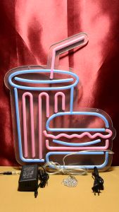 ป้ายไฟนีออน แก้ว แฮมเบอร์เกอร์ ป้ายไฟอะคริลิค ป้ายไฟร้าน วัสดุคุณภาพสูง เสียบปลั๊กใช้ได้ทันที่ ประหยัดไฟ คุณภาพสูง