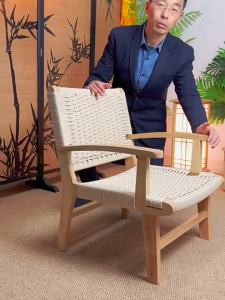 vivTree | Tea Drinking Rattan Low Armchair Wooden