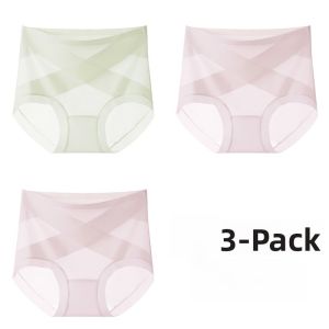 Miiow | Ice Silk Womens Underwear Breathable Triangle Shorts High Waist Comfortable No Riding Up Antibacterial Extended Crotch Seamless