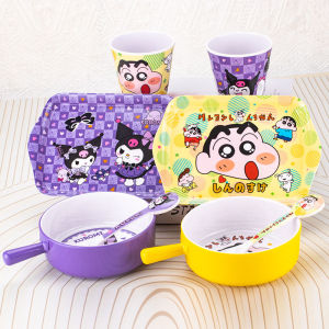 Clow M Childrens Bowl Baby Tableware Cartoon Household Oven Mitts Food Grade Dinner Plate for Students New Drop-Resistant