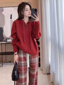 Red Christmas Atmosphere Womens Sweater 2025 New Style Early Spring Inner Wear Polyester Fiber Commute Style Long Sleeve