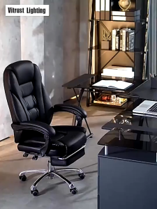 Happihaus Leather Computer Chair Office Chair comfortable Recliner Massage with Footstool