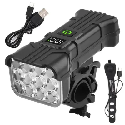 12 LED Bicycle Front Light Rechargeable Bike Light with Horn MTB Bicycle Head Lights Cycling Bike Safety Lamp for Night Riding