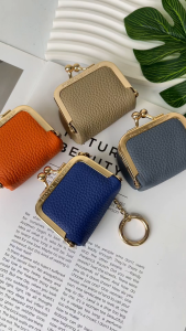 Royal Bagger Genuine Leather Mini Coin Purse Solid Color Kiss Lock Change Pouch Casual Style Small Storage Bag for Women 1894