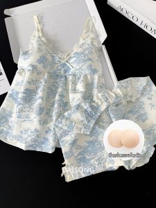 DAISONG | Summer Padding Included Traditional Chinese Style Sleepwear for Large Size Women