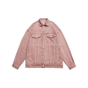 ZHUOCAN | Pink Vintage Workwear Denim Jacket