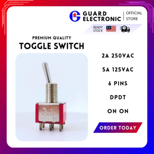 Toggle Switch DP-1 T1 / DPDT / 2A 250VAC / 5A 125VAC / On-On / 6 Pins