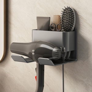 MONLEYTA | Hands-Free Hair Dryer Holder Bathroom Shelf No Drilling Required Dual Purpose Storage And Display For Toiletries And Accessories