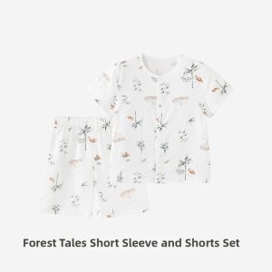 YeeHoO KIDS | Bamboo Cotton Gauze Short Sleeve Air-Conditioned Kids Home Wear Set