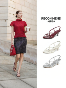 Reddragonfly | Red Fine Heel Sandals