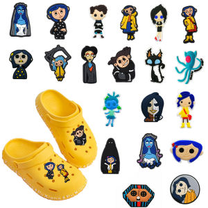 hot toys | 20Pcs Cartoon Halloween Coraline Series PVC Shoes Accessories Fit with Hole Wristbands DIY Creativity Shoe Decorations Buckle