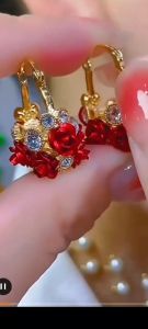 Exquisite Hoop Earrings Zinc Alloy jewelry embellished with colorful flower