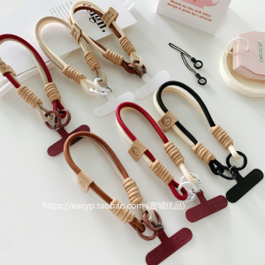 สายโทรศัพท์แบบสั้นผ้าไนลอนสีแดงและสีขาวกันกระแทกพร้อมสายรัดข้อมือ สีน้ำตาล กันลื่น หนักเบา สำหรับเครื่องมืออิเล็กทรอนิกส์