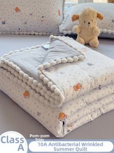 SHAYA | Cartoon Wrinkled Mesh Ball Edge Summer Quilt Four-Piece Set for Kids Single