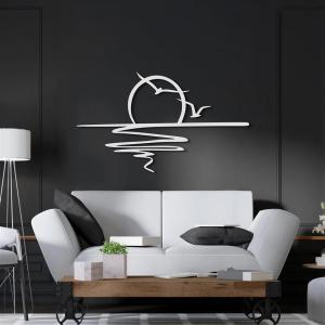 CIFbuy | CIFBUY Iron Art Wall Decor Sunrise Seagull Coastal Sunset Sculpture Powder Coated Minimalist Living Room Bedside Ornament
