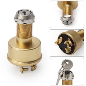 New 3 Terminals 3 Positions Heavy Duty Off On Start for Marine Car Rv 15AMP Brass Ignition Starter Switch Brass
