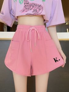 American Casual Sports Shorts Womens Loose Thin Drawstring High Waist Slim A-Line Wide Leg Versatile Hot Pants Summer
