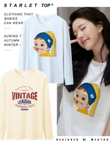 Áo Thun Dài Tay in Họa Tiết Thời Trang Thường Ngày Cho Nữ Mùa Hè 2025 Áo Thun Cotton Thoáng Khí Cổ Tròn Dáng Rộng