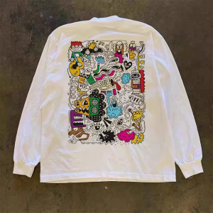 เสื้อยืดคู่รักแขนยาวผ้าฝ้ายแท้ 310 ทรงหลวม สำหรับผู้ชายและผู้หญิง ทรงหลวม ปกติ ฤดูใบไม้ผลิและฤดูใบไม้ร่วง