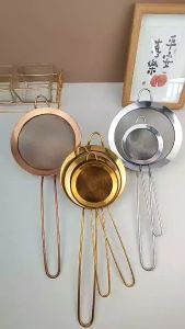 3pcs Emas Saringan Minyak/Saringan Teh/Serokan/Saringan/Saringan Ceko/Saringan Tepung Serbaguna